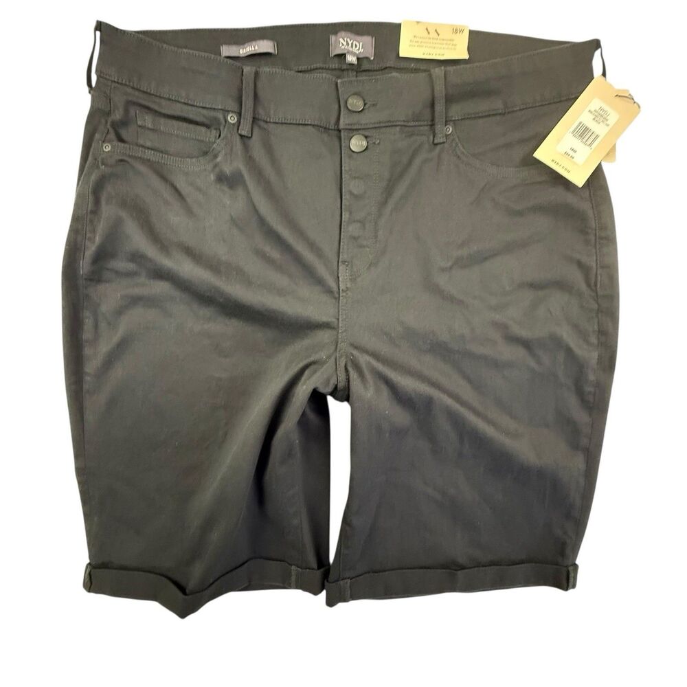 NEW Not Your Daughter Briella Jeans Short Women 18W Black Roll Cuff Bermuda